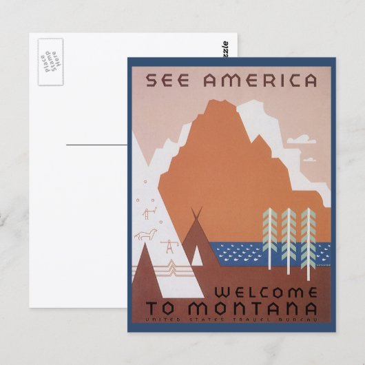 モンタナへようこそ アメリカを見よう ビンテージ旅行 ポストカード (正面/裏面)
