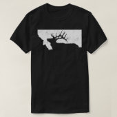 モンタナエルク狩りブルエルクマウント州シェイプ Tシャツ (デザイン正面)
