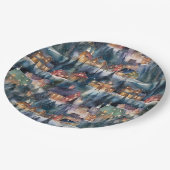 モンタナクリスマスアットミッドナイト通りウォーターカラー ペーパープレート (アングル)