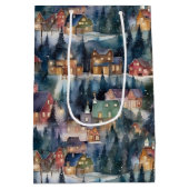 モンタナクリスマスアットミッドナイト通りウォーターカラー ミディアムペーパーバッグ (裏面)