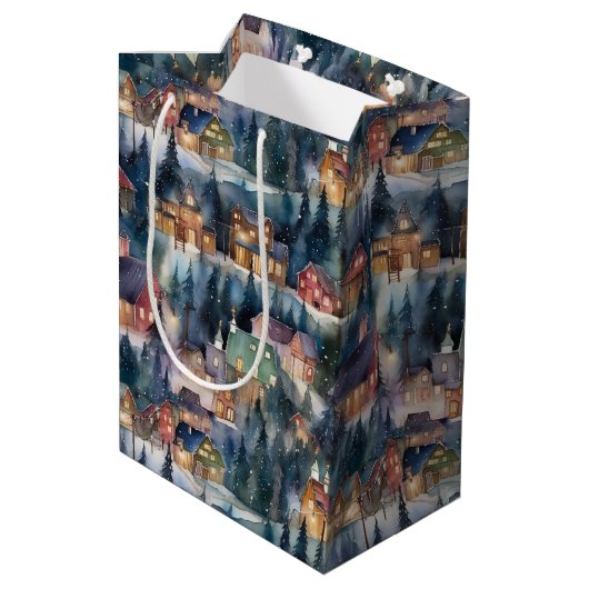 モンタナクリスマスアットミッドナイト通りウォーターカラー ミディアムペーパーバッグ (裏面アングル)