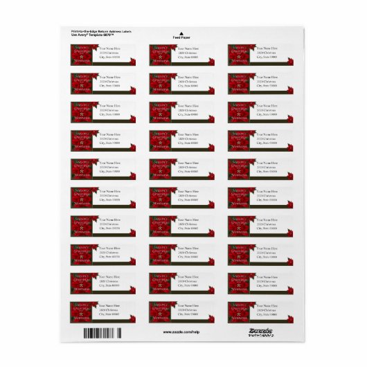 モンタナクリスマスポインセチア差出人住所 ラベル (フルシート)