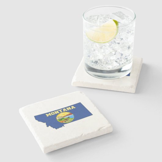 モンタナシルエットマップのシェイプ状態フラグ ストーンコースター (横)