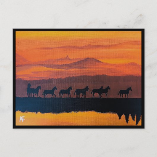 モンタナズバイアルフレッ絵を描ドキツネの野生の馬 ポストカード (正面)