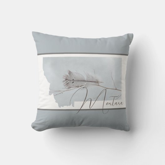 モンタナダスティブルーとグレーの羽 クッション (正面)