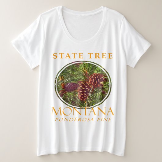 モンタナテリトリーツリポンデローザパイン プラスサイズTシャツ (デザイン正面)