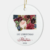 モンタナパーソナライズされた州で第1クリスマス素朴 セラミックオーナメント (左)