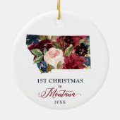 モンタナパーソナライズされた州で第1クリスマス素朴 セラミックオーナメント (裏面)