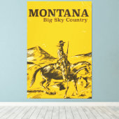 モンタナビッグスカイカントリーのヴィンテージ旅行ポスター キャンバスプリント (インサイチュ (ウッドフロア))