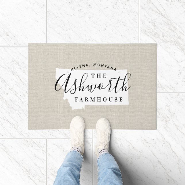 モンタナファミリーモノグラム州ドormat ドアマット (室内)