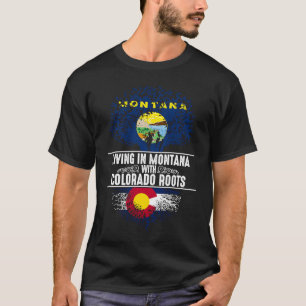 モンタナホームコロラドルーツ州ツリーフラッグラブ Tシャツ