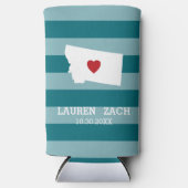 モンタナホーム州シティマップ – カスタムウェディング スリム缶クーラー (正面)