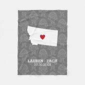 モンタナホーム州シティマップ – カスタムウェディング フリースブランケット (正面)