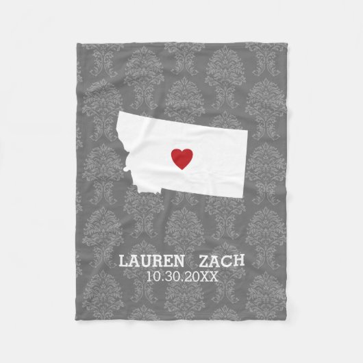 モンタナホーム州シティマップ – カスタムウェディング フリースブランケット (正面)