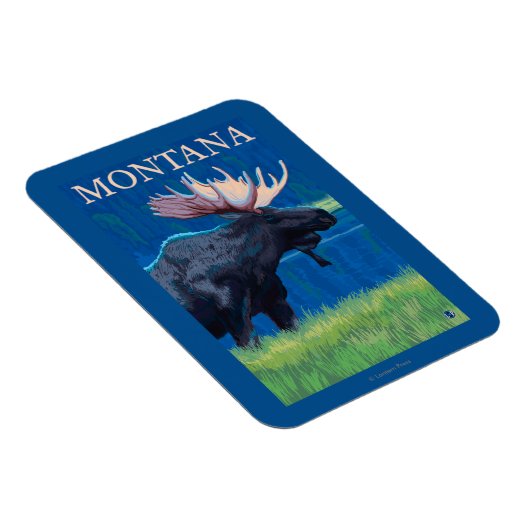 モンタナムースヴィンテージ旅行ポスター マグネット (右側)