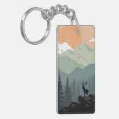 モンタナランドスケープアートヴィンテージ写真オールドエステティック キーホルダー (正面左)