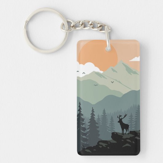 モンタナランドスケープアートヴィンテージ写真オールドエステティック キーホルダー (正面)