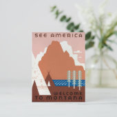 モンタナランドスケープアートヴィンテージ写真オールドエステティック ポストカード (スタンド正面)