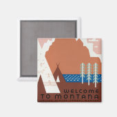 モンタナランドスケープアートヴィンテージ写真オールドエステティック マグネット (正面/裏面)