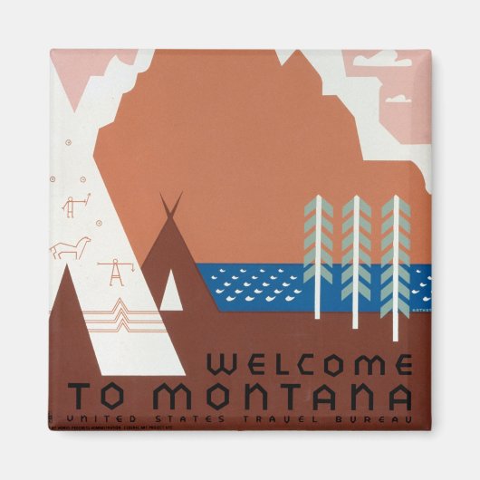 モンタナランドスケープアートヴィンテージ写真オールドエステティック マグネット (正面)