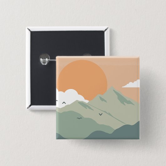 モンタナランドスケープアートヴィンテージ写真オールドエステティック 缶バッジ (正面&裏面)