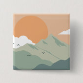 モンタナランドスケープアートヴィンテージ写真オールドエステティック 缶バッジ (正面)