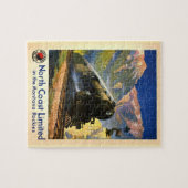 モンタナロッキーズポスター蒸気列車エンジン鉄道 ジグソーパズル (横)