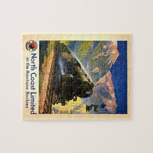 モンタナロッキーズポスター蒸気列車エンジン鉄道 ジグソーパズル (横)