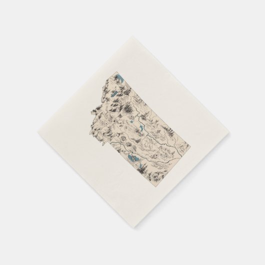 モンタナヴィンテージ写真マップアンティーク州グラフ スタンダードカクテルナプキン (角)