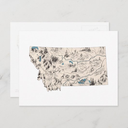 モンタナヴィンテージ写真マップアンティーク州グラフ ポストカード (正面/裏面)
