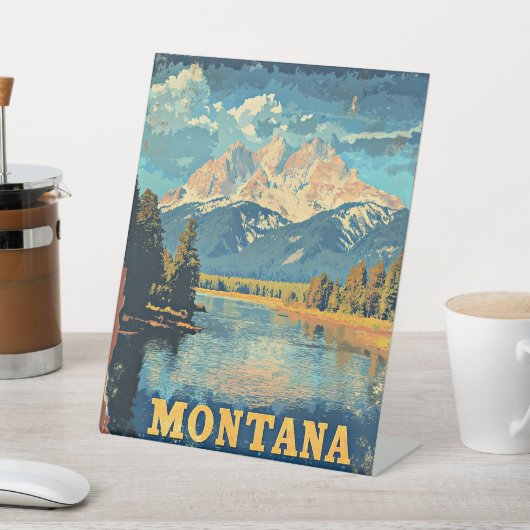 モンタナヴィンテージ旅行ポスター 台座サイン (インサイチュ)