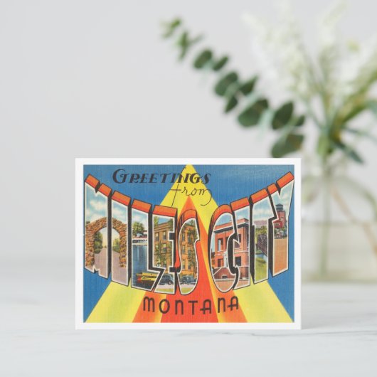 モンタナヴィンテージ旅行マイルズシティからの挨拶 ポストカード (スタンド正面)