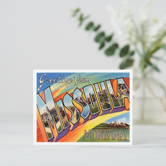 モンタナヴィンテージ旅行ミッソーラからの挨拶 ポストカード (スタンド正面)