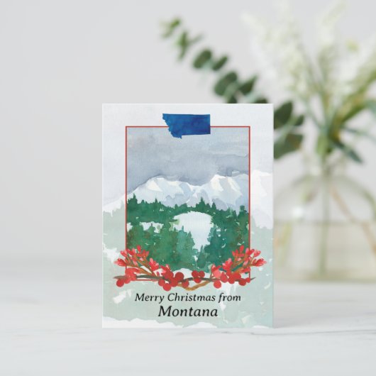 モンタナ冬の雪景色からメリークリスマス シーズンポストカード (スタンド正面)