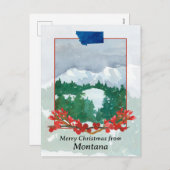 モンタナ冬の雪景色からメリークリスマス シーズンポストカード (正面/裏面)