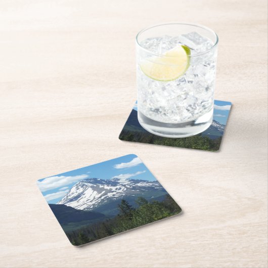 モンタナ山の雪のコースター スクエアペーパーコースター (インサイチュ)