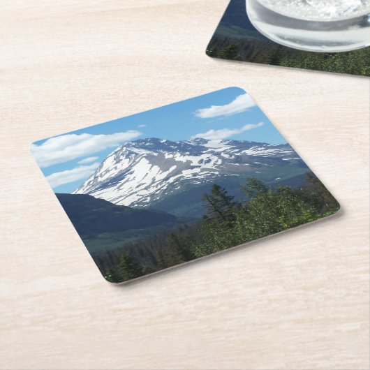 モンタナ山の雪のコースター スクエアペーパーコースター (アングル)