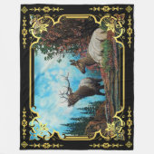 モンタナ山脈のエルク、ブルと牛のフリースブラン フリースブランケット (正面)