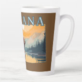 モンタナ州のアウトラインとクマの山々 カフェラテマグ (右)