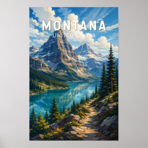 モンタナ州のイラスト旅行アートビンテージ ポスター