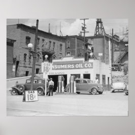 モンタナ州のガソリンスタンド 1939年 昔の写真 ポスター