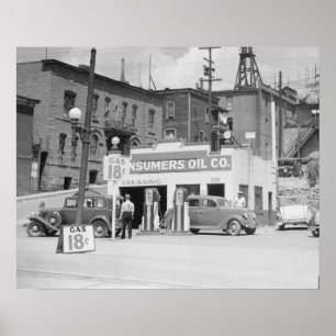 モンタナ州のガソリンスタンド 1939年 昔の写真 ポスター