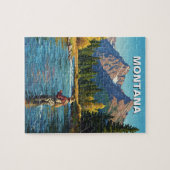 モンタナ州のフライフィッシングイエローストーン川 ジグソーパズル (横)