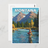 モンタナ州のフライフィッシングイエローストーン川 ポストカード (正面/裏面)