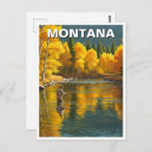 モンタナ州のフライフィッシングイエローストーン川 ポストカード (正面/裏面)