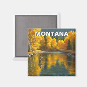 モンタナ州のフライフィッシングイエローストーン川 マグネット (正面/裏面)