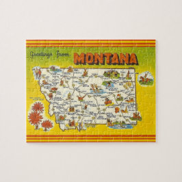 モンタナ州のポストカード地図ジグソーパズル 8x10 ジグソーパズル