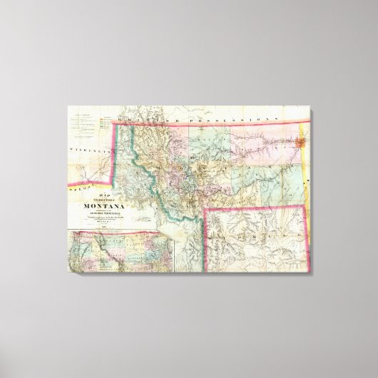 モンタナ州の地図 キャンバスプリント (正面)