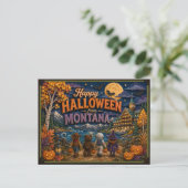 モンタナ州の子どもたちからハロウィンのお祝い ポストカード (スタンド正面)