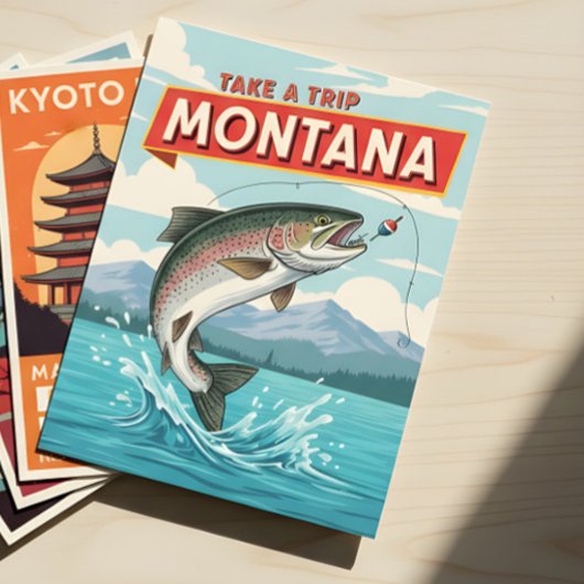 モンタナ州の釣り旅行 ポストカード